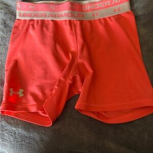 Under Armour Neon Coral Performance Compression Shorts